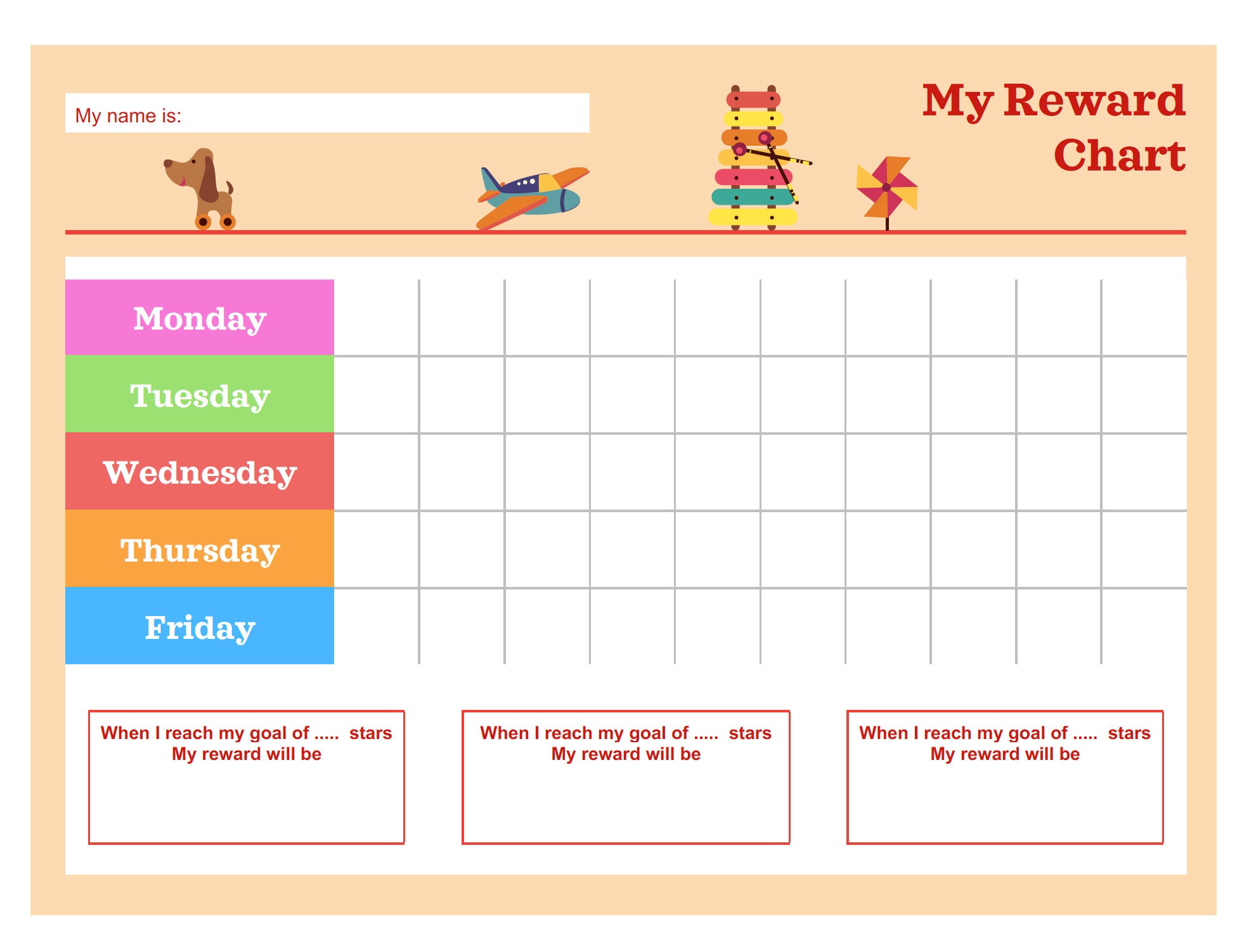Kids Reward Chart, Digital Download and Print - Etsy