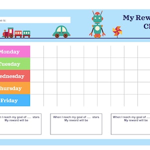 Kids Reward Chart, Digital Download and Print