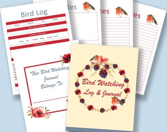 Birding Journal Hobby Gift Printable Bird Notebook Hobbies for Adult Gift Idea