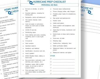 Hurricane Prep Checklist | Hurricane Checklist | Hurricane Preparedness Printable Emergency Family Plan | In Case of Emergency Planning