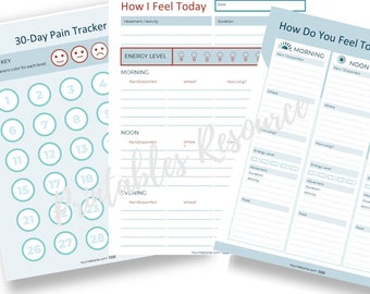 Afdrukbare chronische pijntracker: logboek gezondheidssymptomen (digitale download)