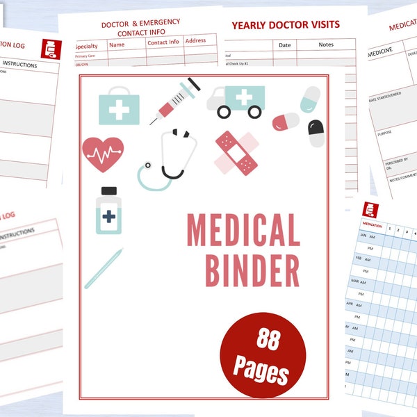 Medical Planner Printable Wellness Tracker Log Medical Binder Medically Complex Printable Medical Planner Medical Organizer Gift ideas for