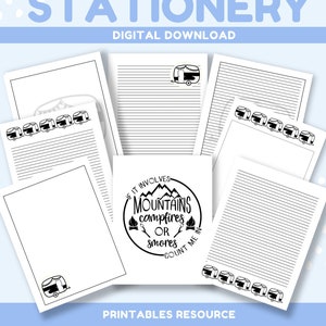 Camping Journal Printable: Kids Stationery, Lined & Unlined (PDF)