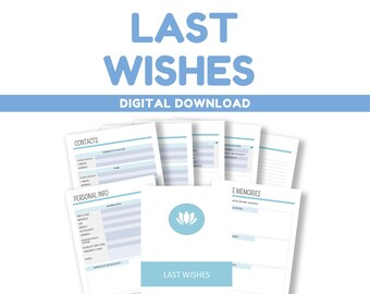 Last Wishes Printable | Final Wishes Estate Planner Binder | Family Binder Printable