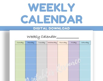 Weekly Calendar | Week Calendar | Undated Calendar