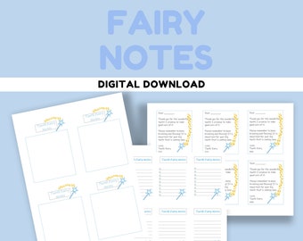 Fairy Note Blue | Fairy Printable | Kids Stationery | Printable Note