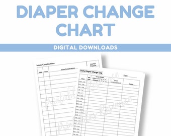 Diaper Changing Log Chart - Vertical | Child Diaper Change Tracker | Baby Diaper Changing Chart