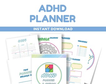 ADHD Planner Pdf | ADHD Printable Planner | ADHC Organizer and Coloring Pages | Neurodivergent Planner