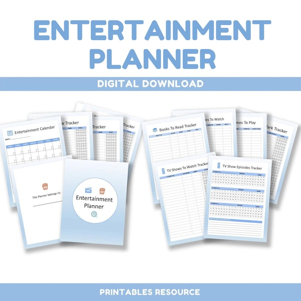 Entertainment Planner Bundle Printable | Entertainment Tracker | Printables Resource