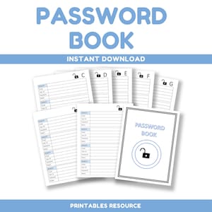 Large Print Password Book: Printable Password Tracker (Digital Download)