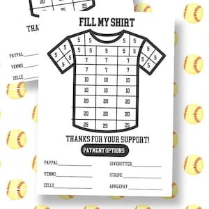Softball Team Fundraising Form: Fill My Jersey, Sports Fundraiser (Digital Download)