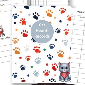 Kattenzorgplanner Kattengezondheidszorgdossier medische planner Afdrukbare checklists Vaccinatietracker logboek huisdiermap cadeau-idee voor kattenmoeder