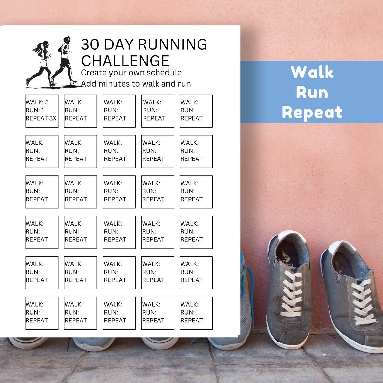 Running Challenge Tracker, Printable Running Log, Workout Tracker ...