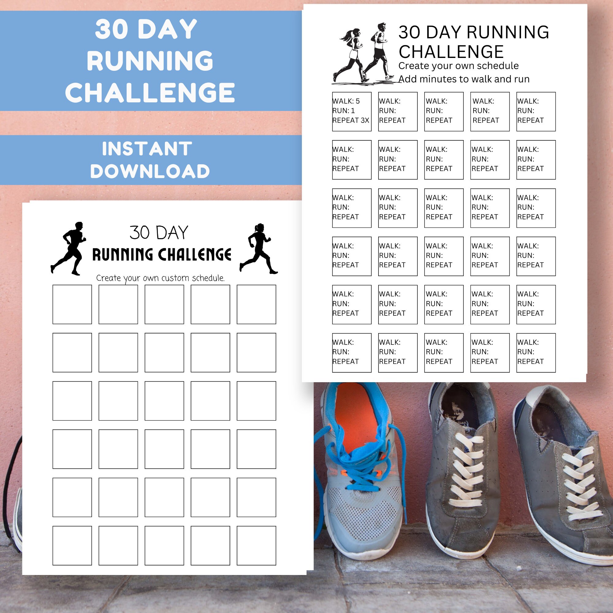 Running Challenge Tracker, Printable Running Log, Workout Tracker ...
