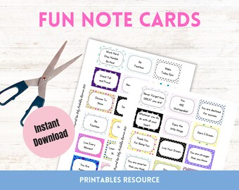 Fun Note Cards | Mini Blank Cards Polka Dot | Positive Messages Lunch Box Notes for Kids by Printables Resource