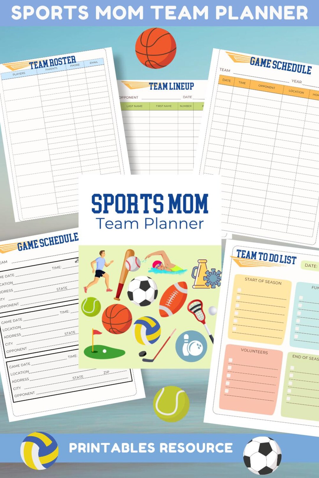 Sports Mom Team Planner Printable Sport Mom Extracurricular Activities ...