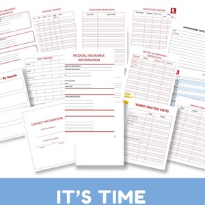 Puede incluir: Formularios PDF imprimibles para organizar la informaci&oacute;n m&eacute;dica. Incluye formularios para hacer un seguimiento de los medicamentos, las citas, los seguros, los niveles de glucosa, las actividades diarias y las visitas m&eacute;dicas anuales.