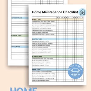 Home Maintenance Checklist Printable