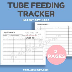 Logboek sondevoeding Afdrukbaar GTube Feeding Tracker Feeding Journal Afdrukbaar blad voor speciale behoeften