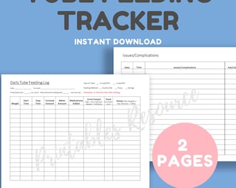 Tube Feeding Tracker Printable: G-Tube Feeding Log (Digital Download)