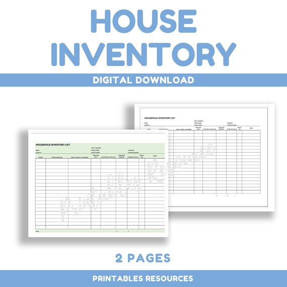 House Inventory Template Free