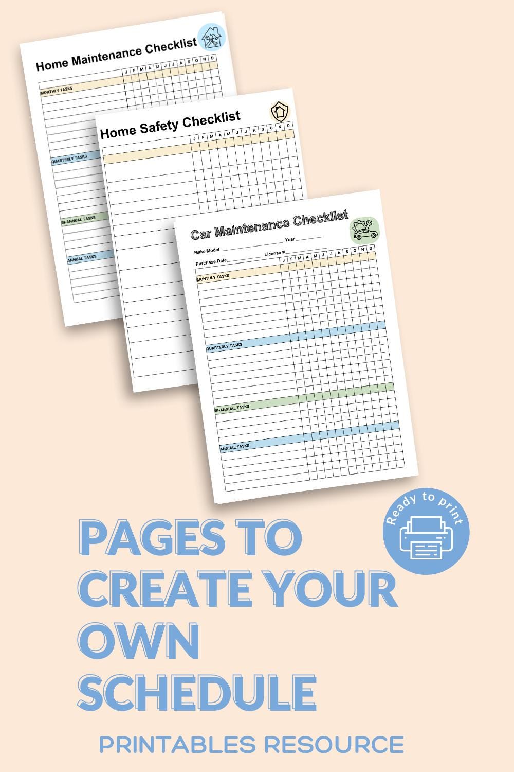 Printable Home Maintenance Binder and Safety Checklist and Car ...