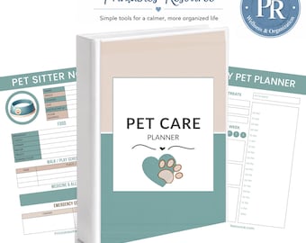 Pet Care Planner Printable | Puppy Checklist, Pet Sitter Notes, Daily Pet Log, Vet & Grooming Tracker | Pet Organizer PDF