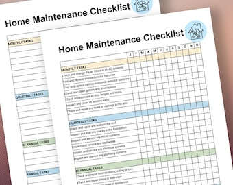 Home Maintenance Checklist Printable House Organizer Monthly Quarterly Yearly To Do List Household Management Tracker for Mom Home Organizer