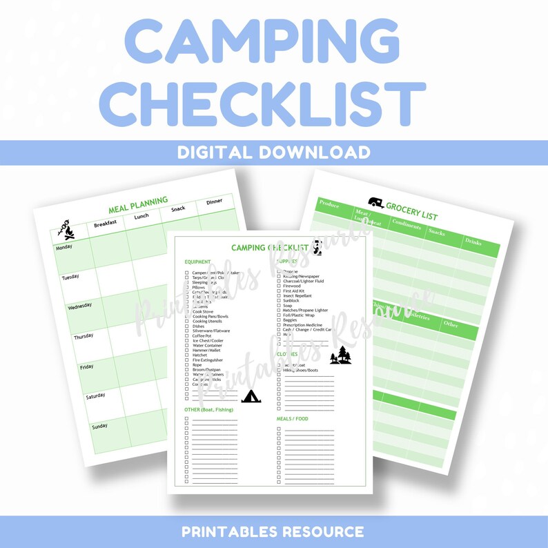 Camping Checklist Printable Checklist Camping Printable - Etsy