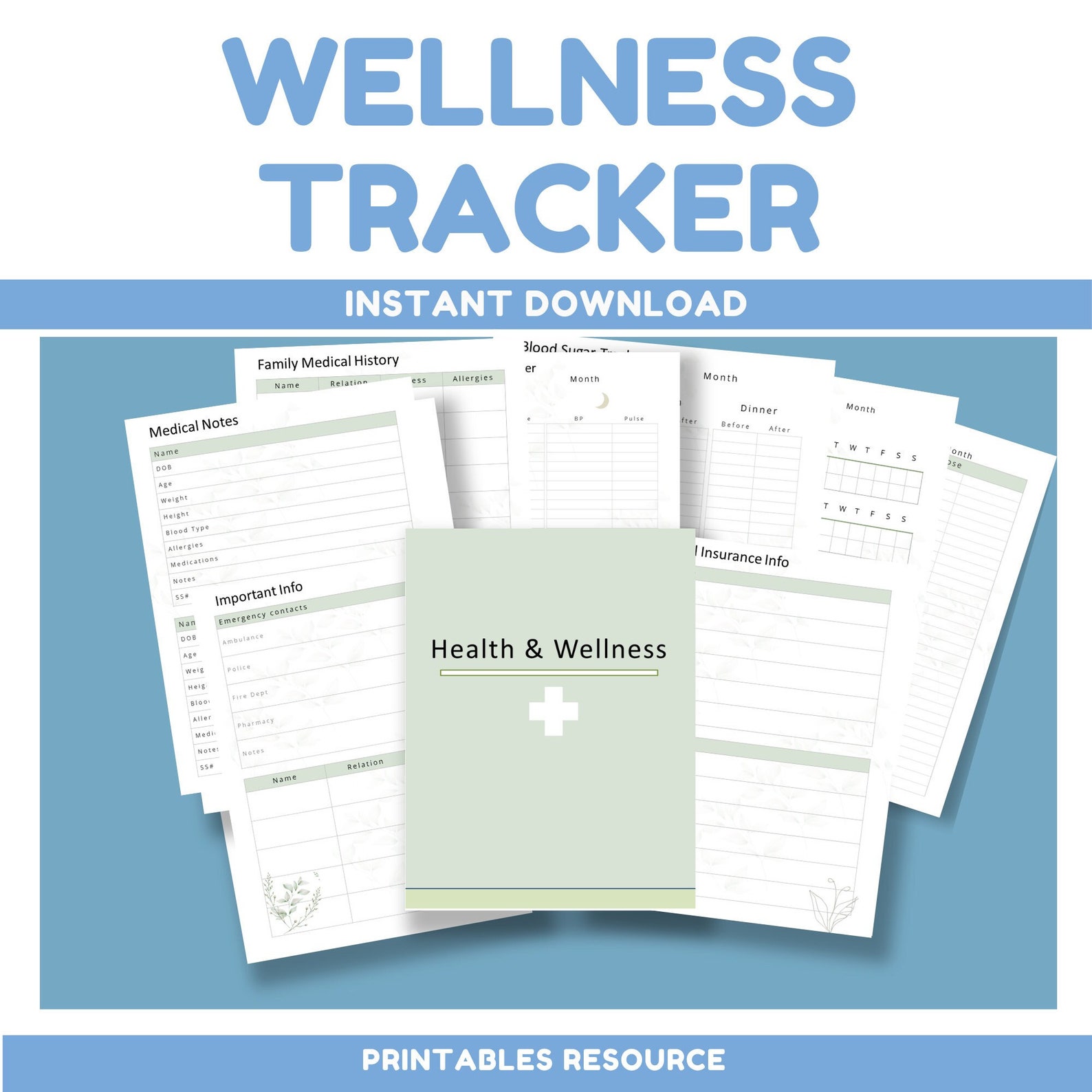 Wellness Tracker Printable Medication Tracker Printable - Etsy