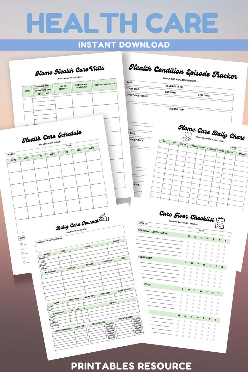 Printable pages for Care givers for your loved ones.
