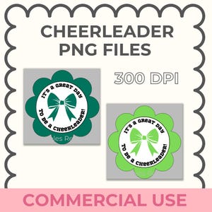 Cheerleading Bow PNG: Green Scalloped School Spirit Graphic (Digital Download)