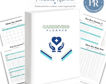 Reliure pour aidants naturels imprimable | Planificateur pour proches aidants PDF | Organisateur de soins aux personnes âgées | Cartable de soins à domicile | Formulaires pour aidants naturels et suivi médical
