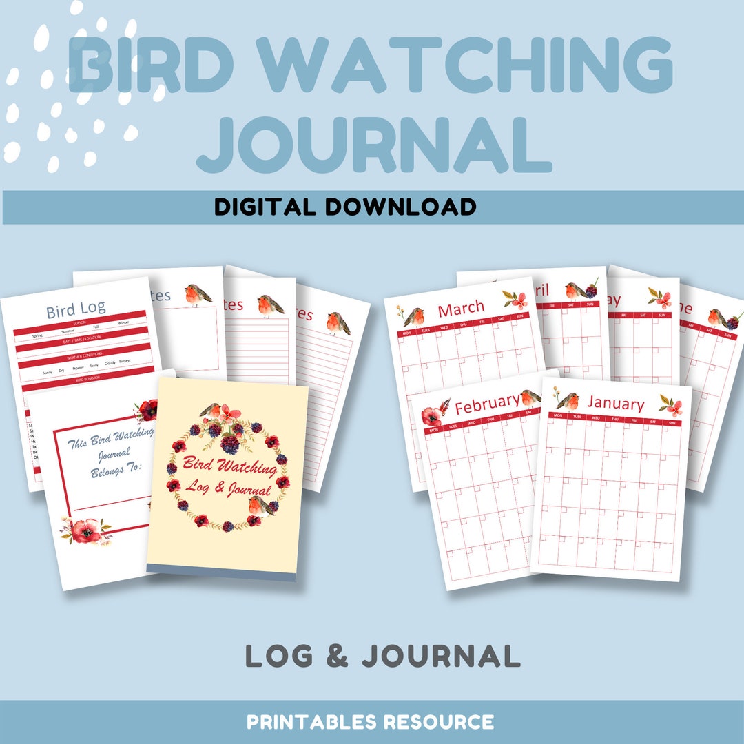 Birding Journal Hobby Gift Printable Bird Notebook - Etsy