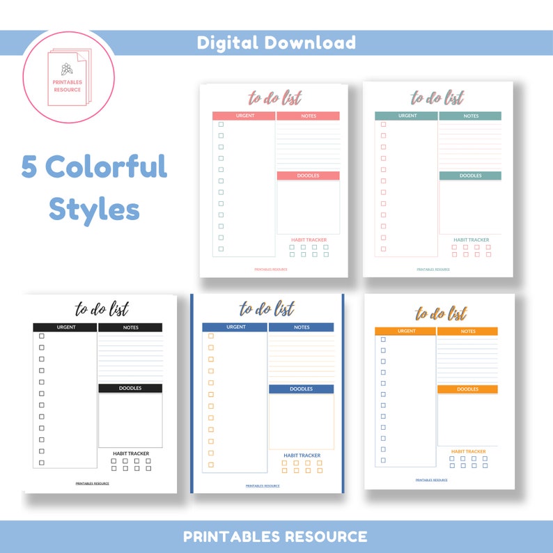Printable to Do List Minimal to Do List Download | Instant Download - Etsy