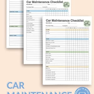 Car Maintenance Checklist Printable