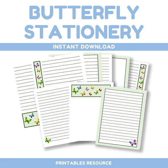 Butterfly Stationery Printable Stationery Blank Stationery - Etsy