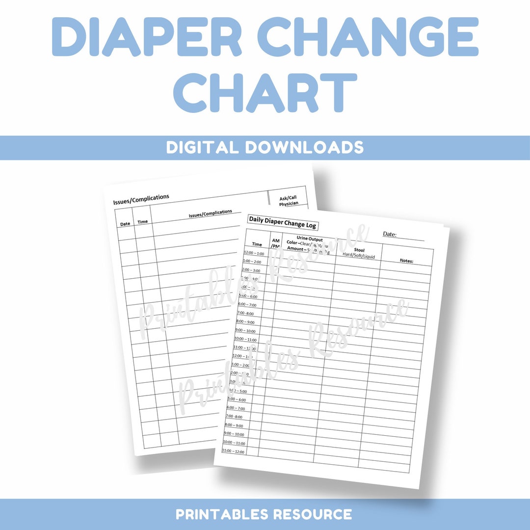 Diaper Changing Log Chart Vertical Child Diaper Change Tracker Baby