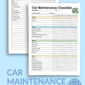 Car Maintenance Printable Checklist PDF Vehicle Maintenance Log Binder To Do List Monthly Quarterly Yearly DIY Checklist Routine Tracker