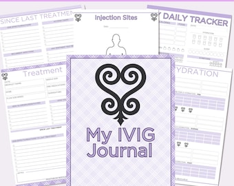 IVIG療法日誌 | IVIG治療トラッカー | 慢性疾患用印刷物 | 点滴記録 | 医療バインダー挿入物 | IV水分補給トラッカー