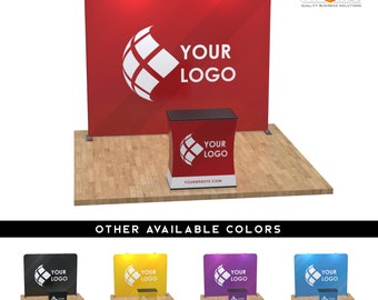 10ft Straight Tension Fabric Display w/ Logo - Customizable Logo & Text - Stretch Banner - Trade Show Banner