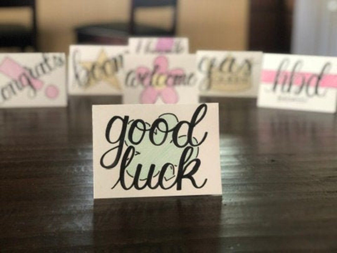 Handmade Calligraphy Card - Good Luck - Etsy