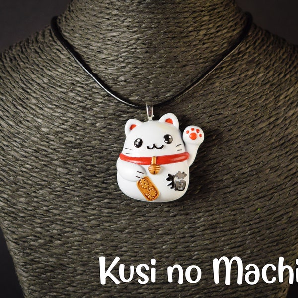 Pendentif Maneki Neko Kawaii Chat Porte Bonheur Japonais