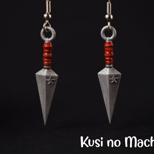 Kunai Hanging Earring for Kunoichi くノ一 Kanji 女 Female