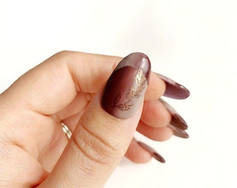 French Ombrè Brown Press-On Nails, Medium Oval, Stick On Nails, Glue On Nails