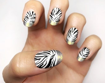 Zebra Print Nails - Etsy UK Zebra Print Nails - Etsy UK