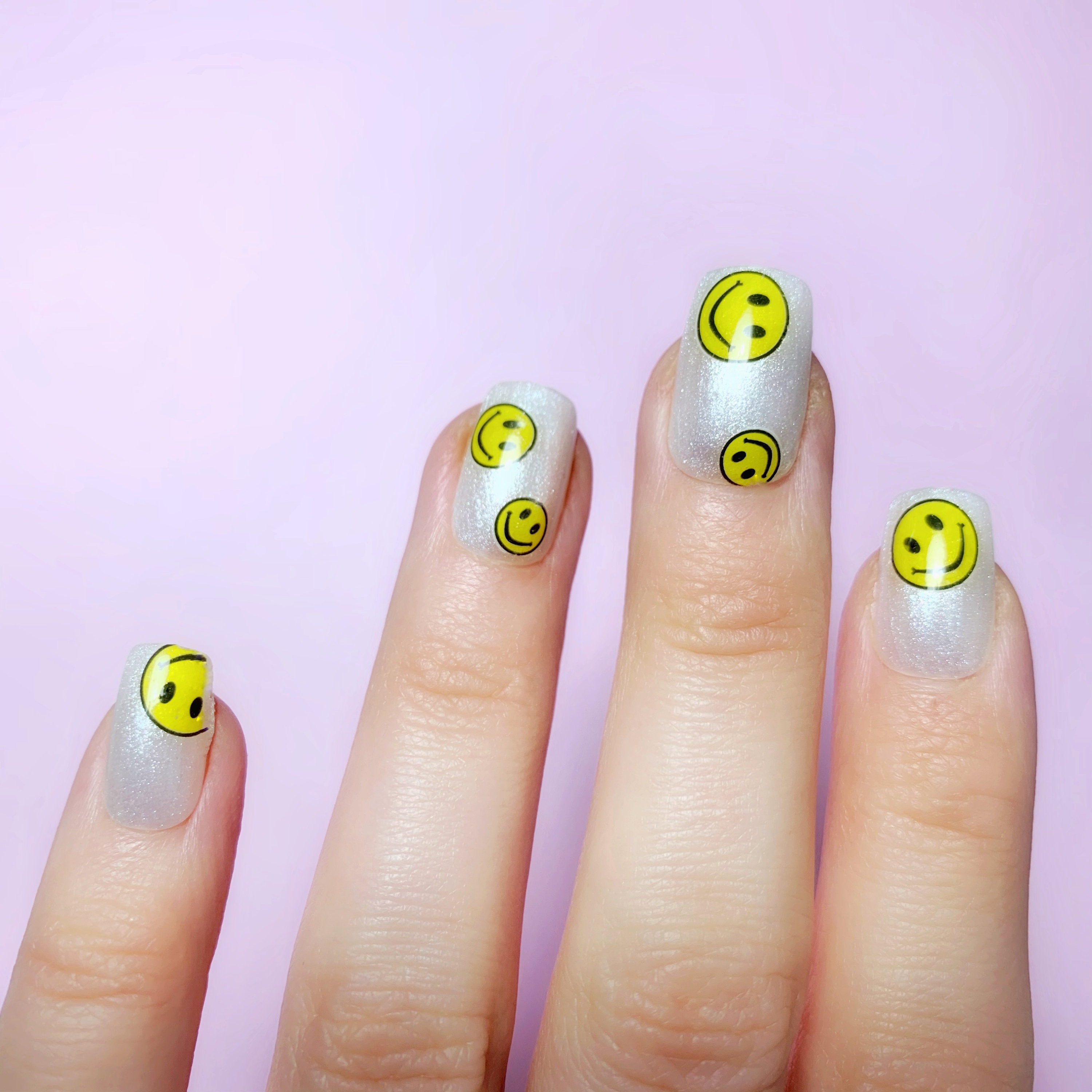 Smiley Press On Nails Smiley Face Fake Nails Medium Square Etsy