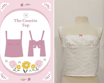 Patrón de costura PDF con top con lazo en la espalda de bailarina - The Cosette Top