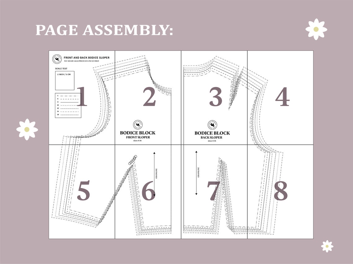 Basic Bodice Block PDF Sewing Pattern - Sizes 4-16 Available (+info ...