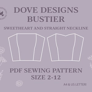 Bustier PDF sewing pattern | Sweetheart & Straight Neckline